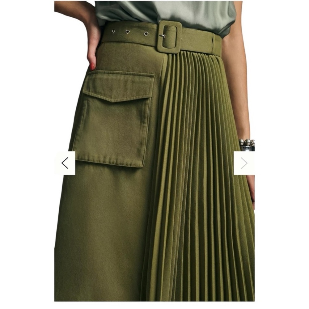 Anthropologie Navy Midi Skirt with Pleats
